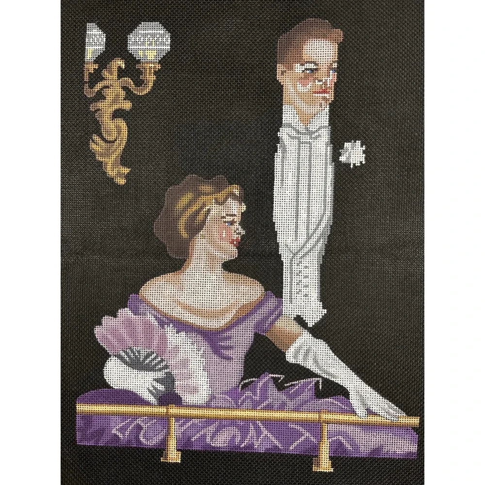 Labors Love Handpainted HP Needlepoint‎ Canvas - Opera Balcony Scene Date Night